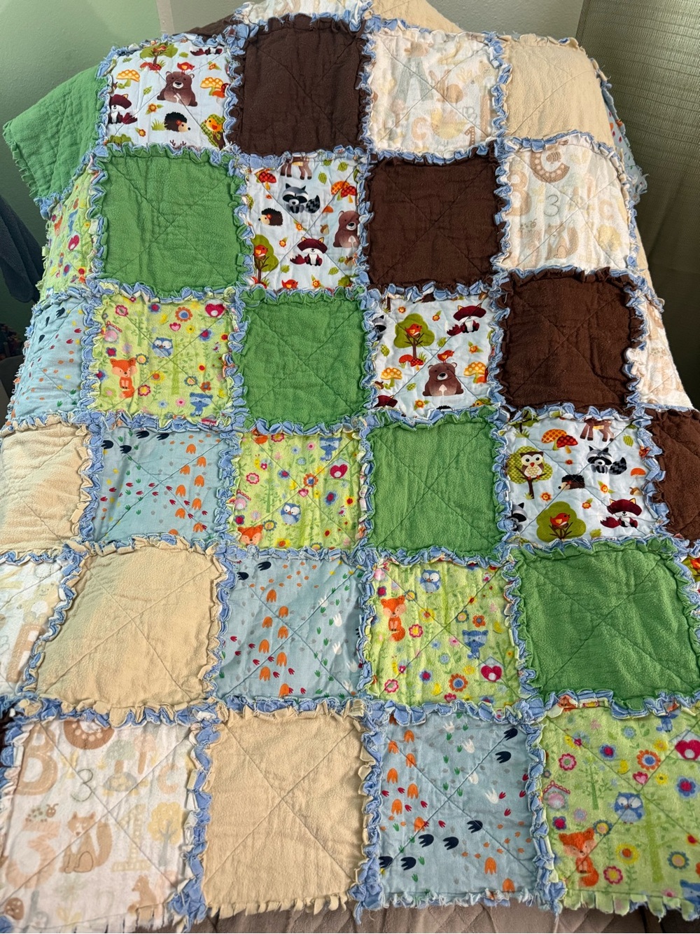 Rag Quilt crib blanket baby animals #OSB